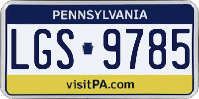 PA license plate LGS9785