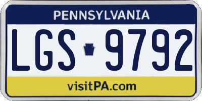 PA license plate LGS9792