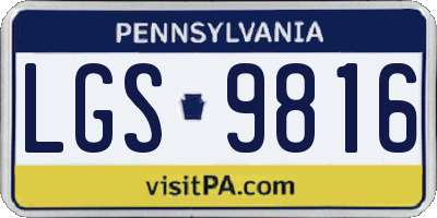 PA license plate LGS9816