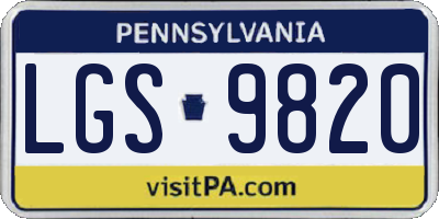 PA license plate LGS9820