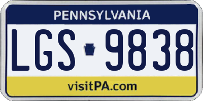 PA license plate LGS9838