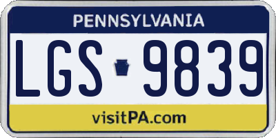 PA license plate LGS9839