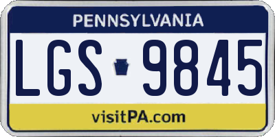 PA license plate LGS9845