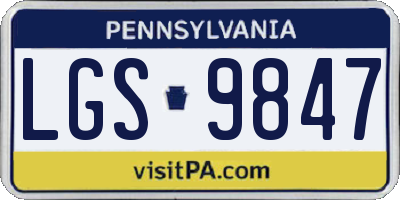 PA license plate LGS9847