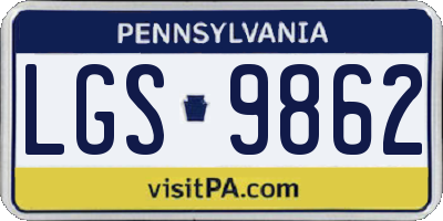 PA license plate LGS9862
