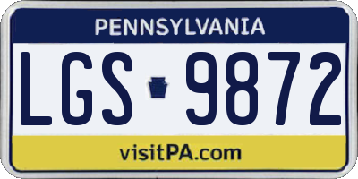PA license plate LGS9872