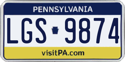 PA license plate LGS9874