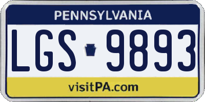 PA license plate LGS9893