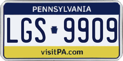 PA license plate LGS9909
