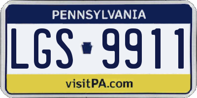 PA license plate LGS9911