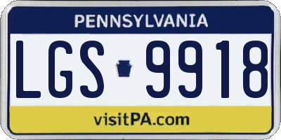 PA license plate LGS9918