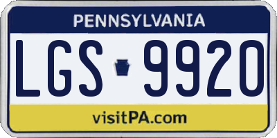 PA license plate LGS9920