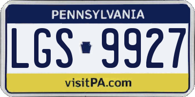 PA license plate LGS9927