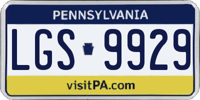 PA license plate LGS9929