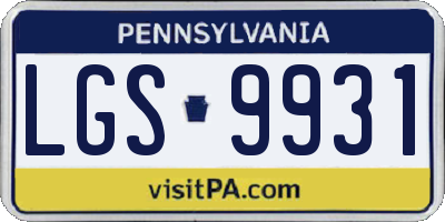PA license plate LGS9931