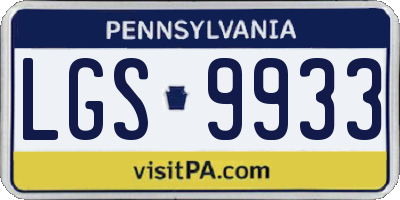 PA license plate LGS9933