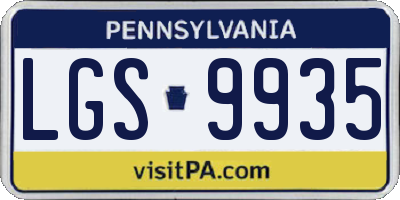 PA license plate LGS9935