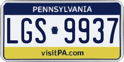 PA license plate LGS9937