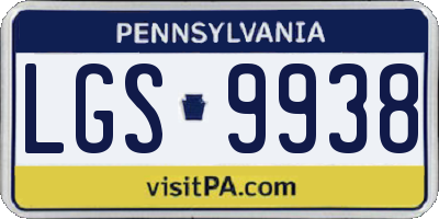 PA license plate LGS9938