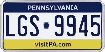 PA license plate LGS9945