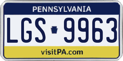 PA license plate LGS9963