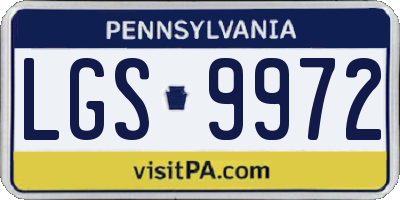 PA license plate LGS9972