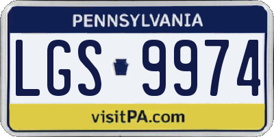 PA license plate LGS9974