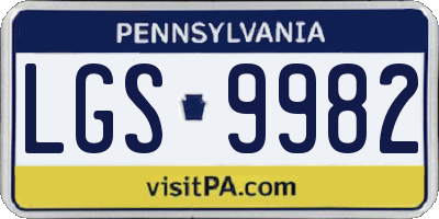 PA license plate LGS9982