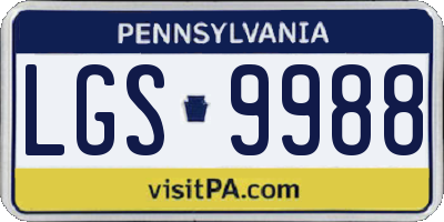 PA license plate LGS9988