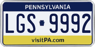 PA license plate LGS9992