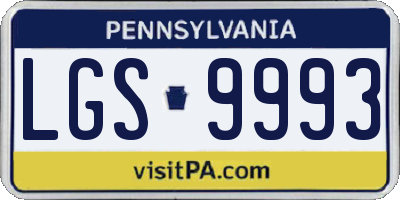PA license plate LGS9993