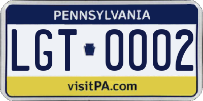 PA license plate LGT0002