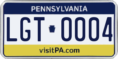 PA license plate LGT0004