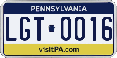 PA license plate LGT0016