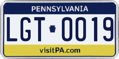 PA license plate LGT0019