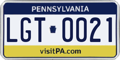 PA license plate LGT0021
