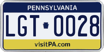 PA license plate LGT0028