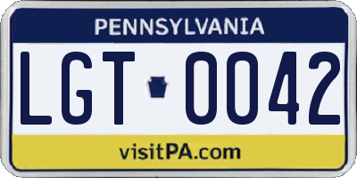 PA license plate LGT0042