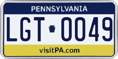 PA license plate LGT0049