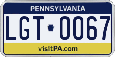 PA license plate LGT0067
