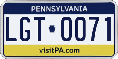 PA license plate LGT0071