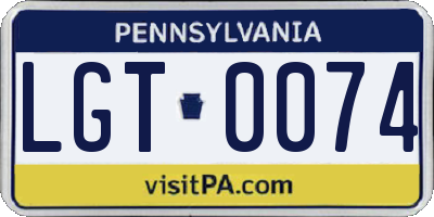 PA license plate LGT0074
