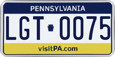 PA license plate LGT0075