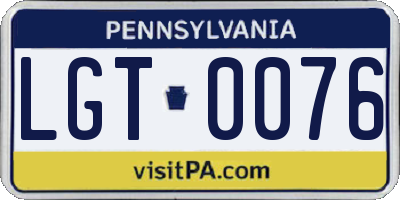 PA license plate LGT0076