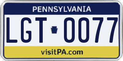 PA license plate LGT0077