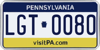 PA license plate LGT0080