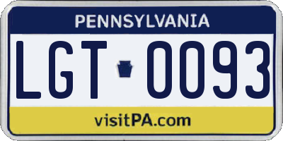 PA license plate LGT0093