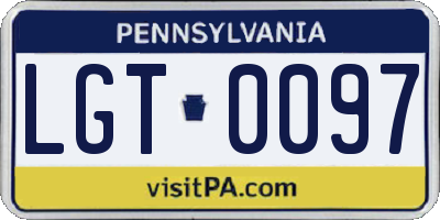 PA license plate LGT0097