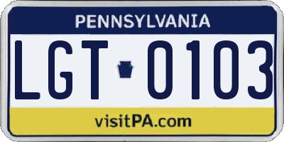PA license plate LGT0103