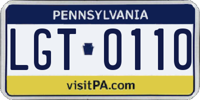 PA license plate LGT0110